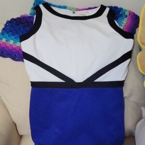 Stylish Black and Blue Colorblock Dress Calvin Klein. Knee Or Just Above Length.